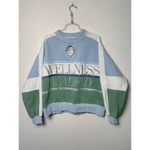 YLLW Wellness Academy Colorblock Oversized Sweatshirt Blue Green Small